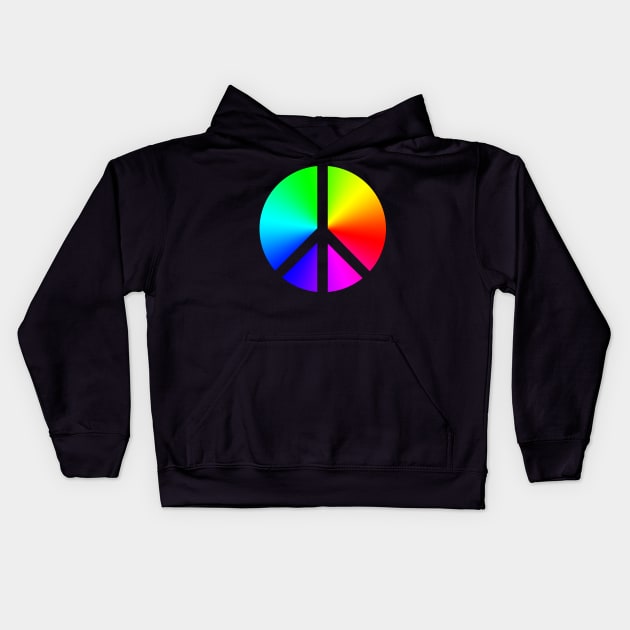 Negative Space Rainbow Peace Sign Kids Hoodie by Kristal Stittle